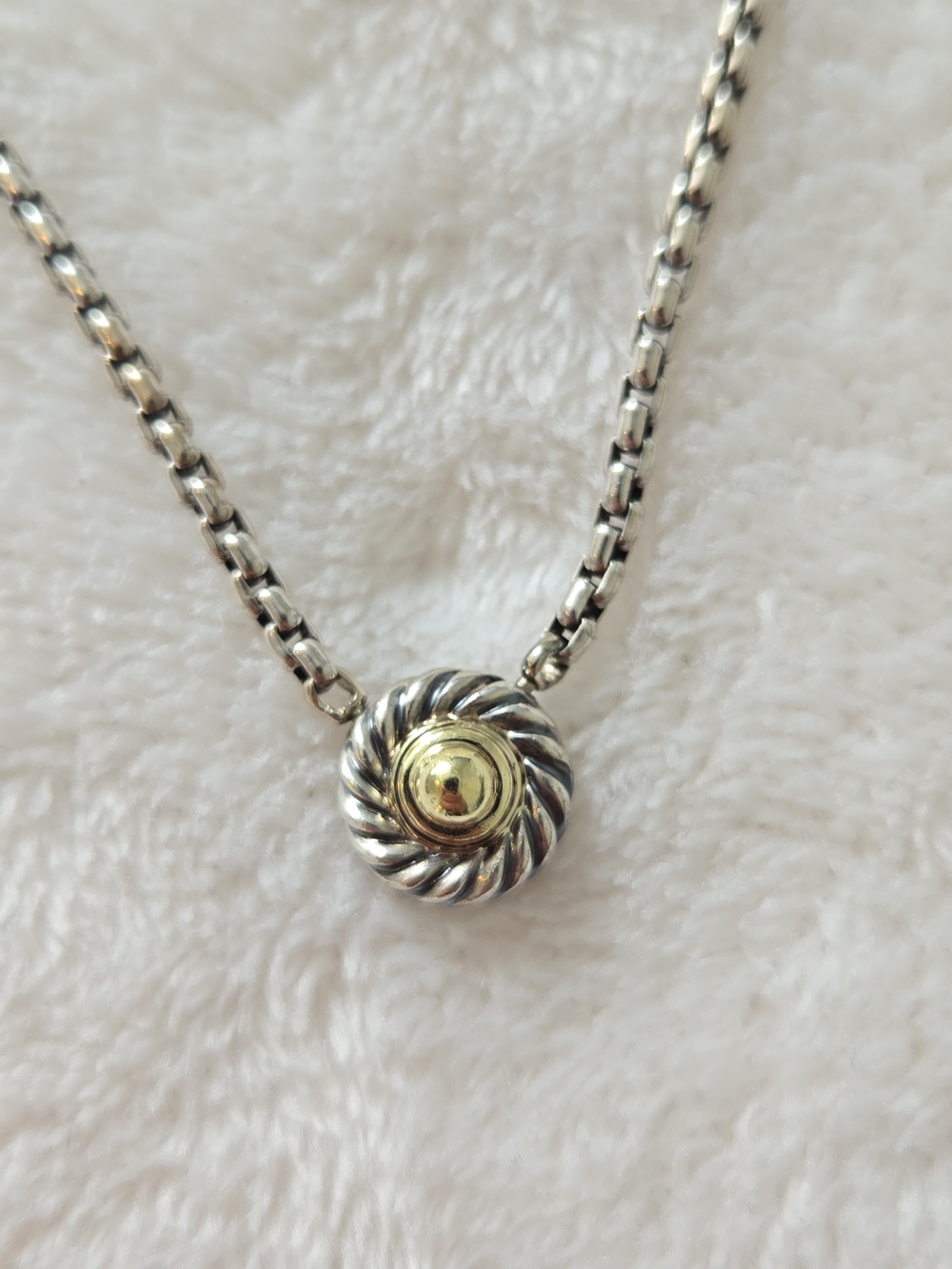 David Yurman 14k Gold and Sterling Silver Cookie Pendant Necklace